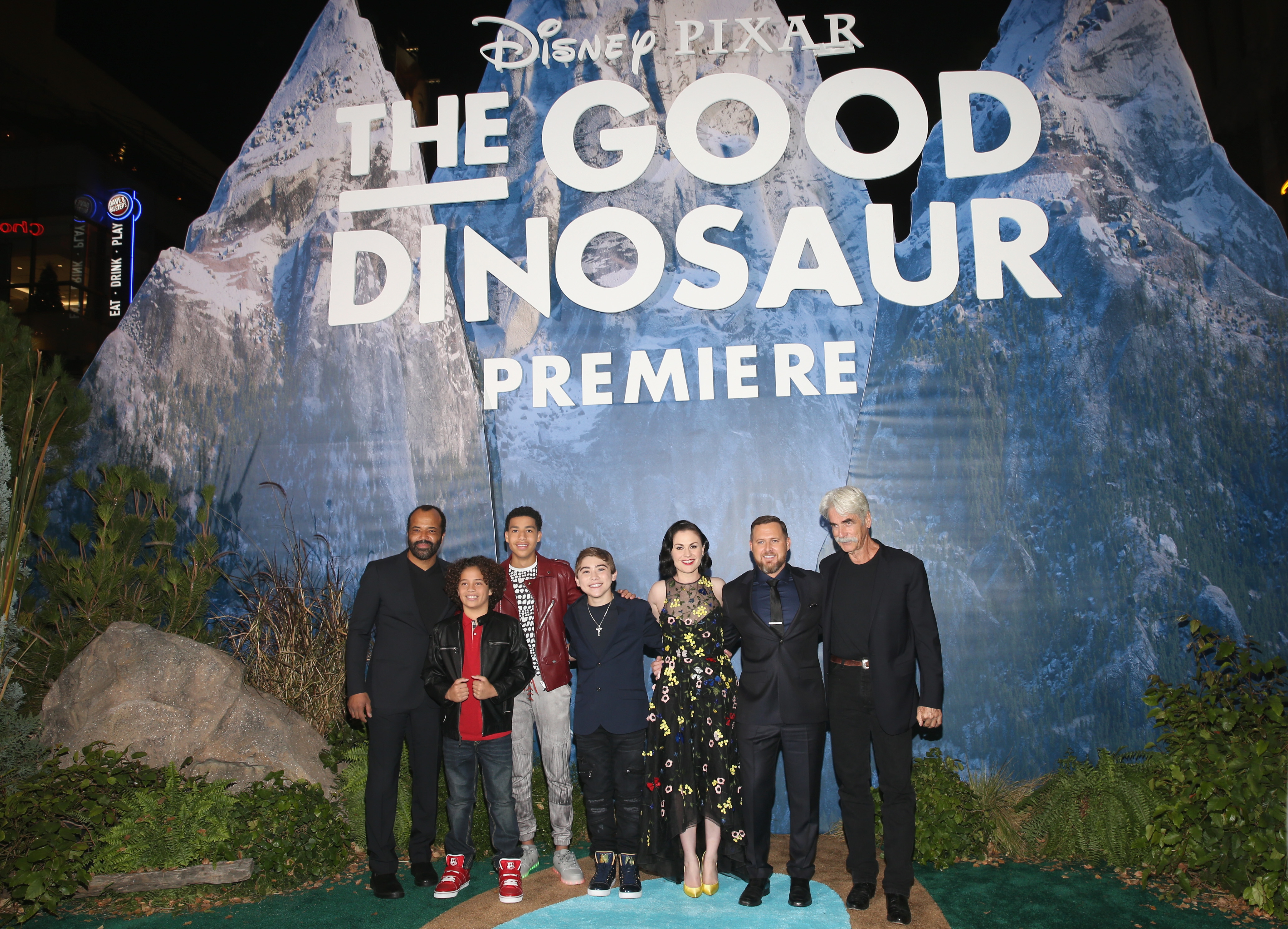 HOLLYWOOD, CA - NOVEMBER 17: Actors Jeffrey Wright, Jack Bright, Marcus Scribner, Raymond Ochoa, Anna Paquin, A.J. Buckley, and Sam Elliott attend the World Premiere Of Disney-Pixar's THE GOOD DINOSAUR at the El Capitan Theatre on November 17, 2015 in Hollywood, California. (Photo by Jesse Grant/Getty Images for Disney) *** Local Caption *** Jeffrey Wright; Raymond Ochoa; Sam Elliott; Jack Bright; Marcus Scribner; Anna Paquin; A.J. Buckley